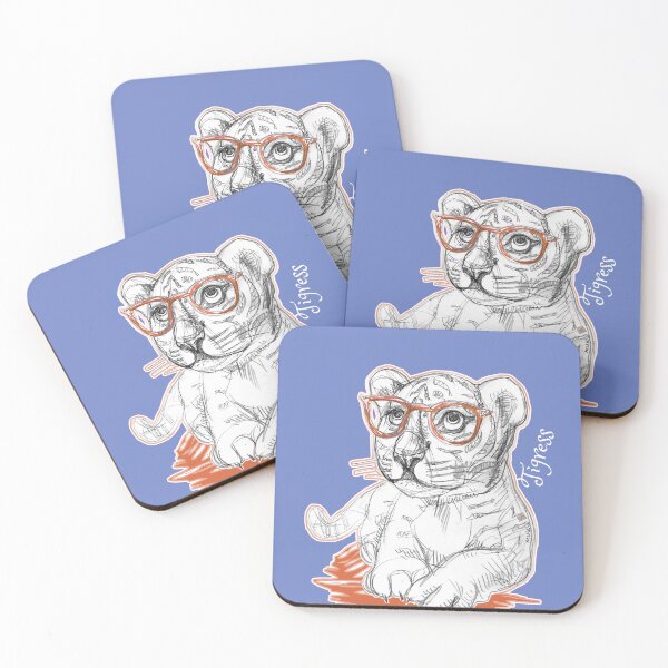 Item preview,  Young Tigress With Pink Glasses (Drawing by Alice CCI) designed and sold by VanyssaGraphics.