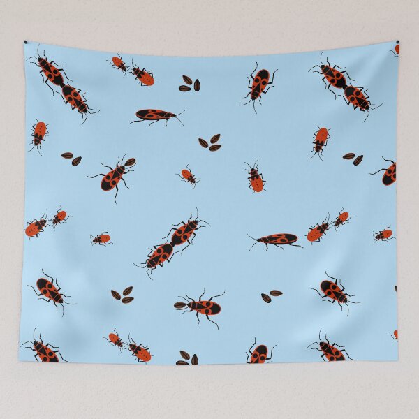 Item preview, Red Firebugs on blue designed and sold by SandynaDragon.