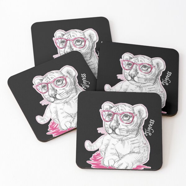 Item preview, Young Tigress With Pink Glasses (Drawing by Alice CCI) designed and sold by VanyssaGraphics.