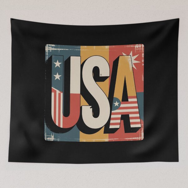 Item preview, Retro 4th of July USA Shirt Vintage Cubist American Flag Tee for Men for Woman designed and sold by maxiprom.