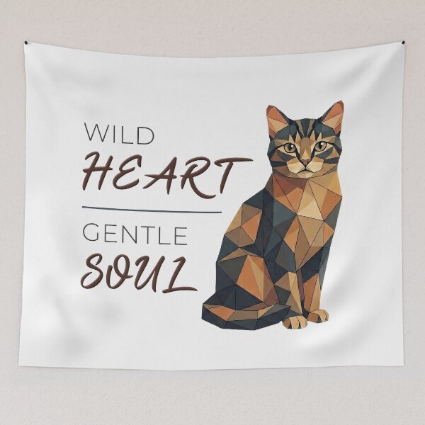 Item preview, Cat design low poly - wild heart, gentle soul designed and sold by Pfotenfaden.