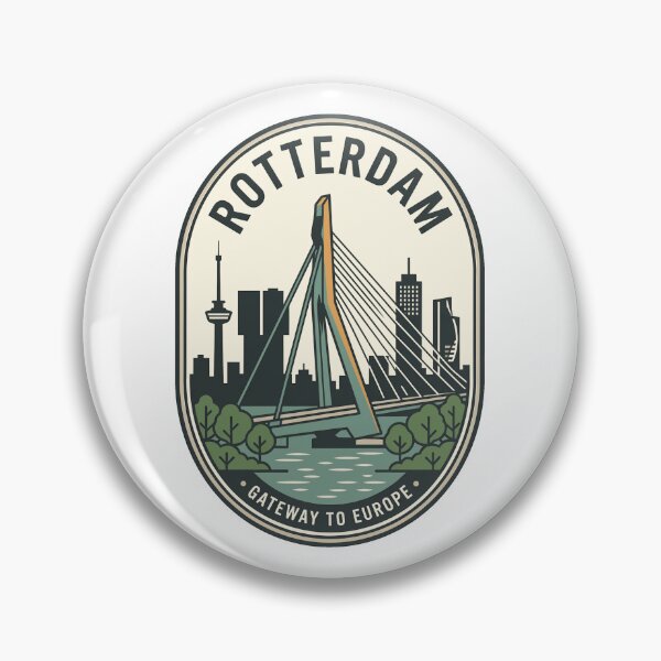 Item preview, Vintage Rotterdam Netherlands Erasmus Bridge Travel Badge designed and sold by k3rstman1.