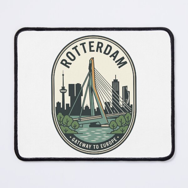 Item preview, Vintage Rotterdam Netherlands Erasmus Bridge Travel Badge designed and sold by k3rstman1.