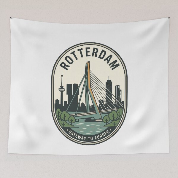 Item preview, Vintage Rotterdam Netherlands Erasmus Bridge Travel Badge designed and sold by k3rstman1.
