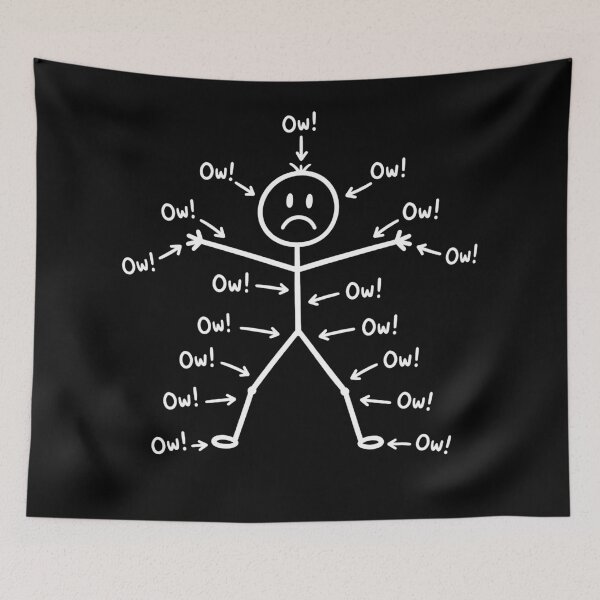 Item preview, Ow Ow Ow Everything Hurts Stick Figure Funny Meme designed and sold by will freed18.