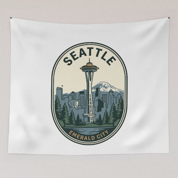 Item preview, Vintage Seattle Space Needle Retro Travel Badge designed and sold by k3rstman1.