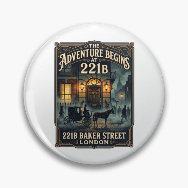 Item preview, The Adventure Begins at 221B Baker Street London Sherlock Holmes Poster designed and sold by Fenay Designs.