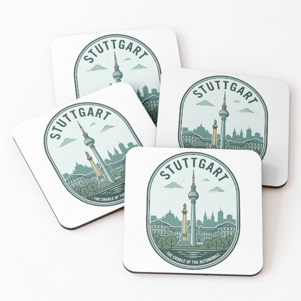 Item preview, Stuttgart Germany Retro Travel Badge Skyline designed and sold by k3rstman1.