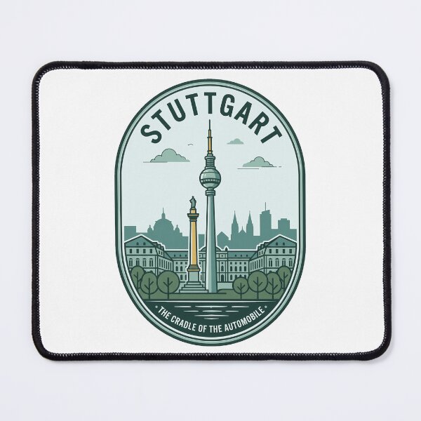 Item preview, Stuttgart Germany Retro Travel Badge Skyline designed and sold by k3rstman1.