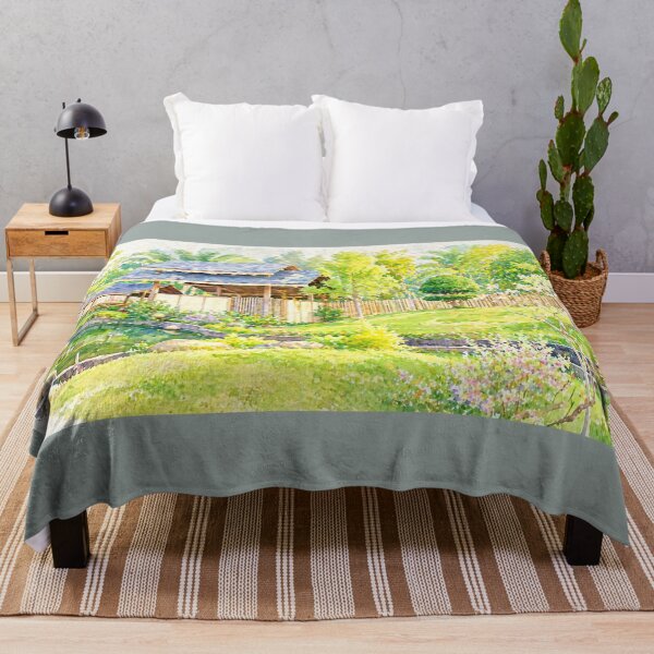 Item preview, Sunny Garden Retreat Watercolor Landscape designed and sold by Minerva92.