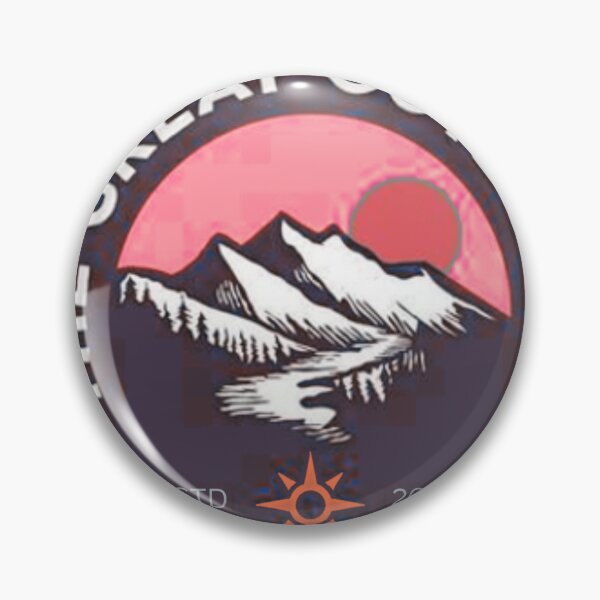 Item preview, The Great Outdoors - Vintage Mountain Sunset Badge designed and sold by PACS0011.