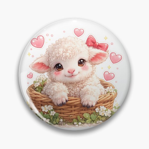 Item preview, Baby lamb in basket illustration designed and sold by Design by Sara.