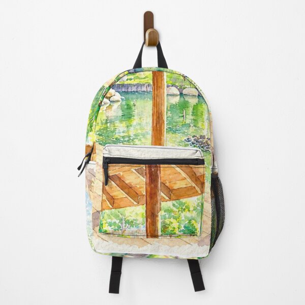 Item preview, Sunlit Garden Pond Watercolor Retreat designed and sold by Minerva92.