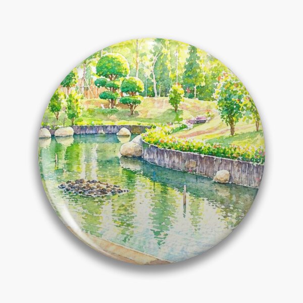 Item preview, Sunlit Garden Pond Watercolor Retreat designed and sold by Minerva92.