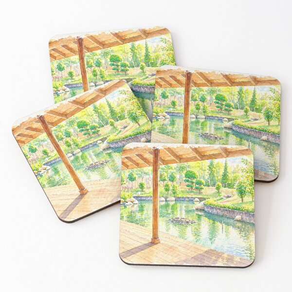 Item preview, Sunlit Garden Pond Watercolor Retreat designed and sold by Minerva92.