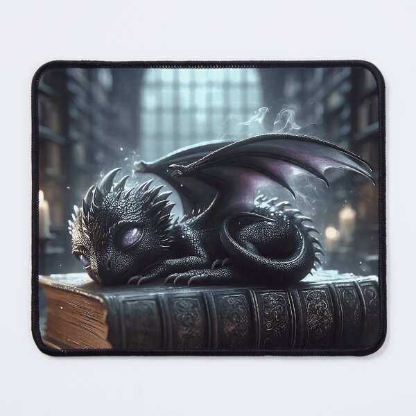 Item preview, Little Black Dragon Library - Cute Dark Fantasy Decoration designed and sold by breveindu.