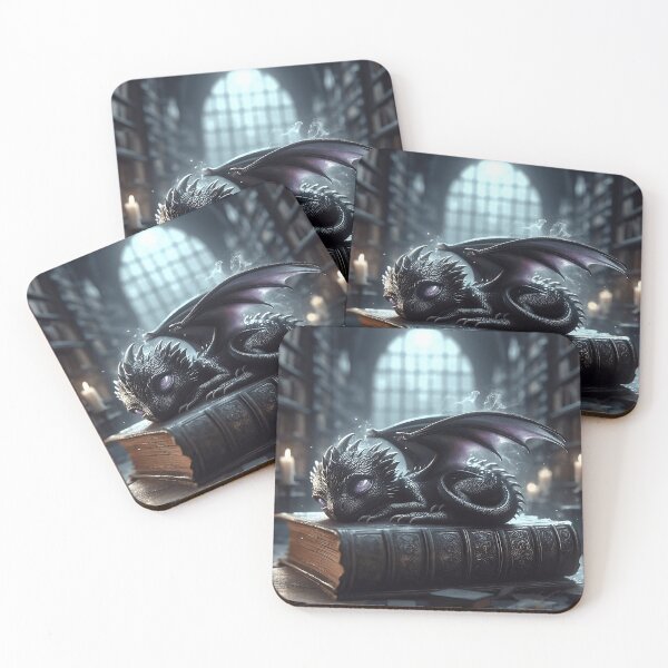 Item preview, Little Black Dragon Library - Cute Dark Fantasy Decoration designed and sold by breveindu.