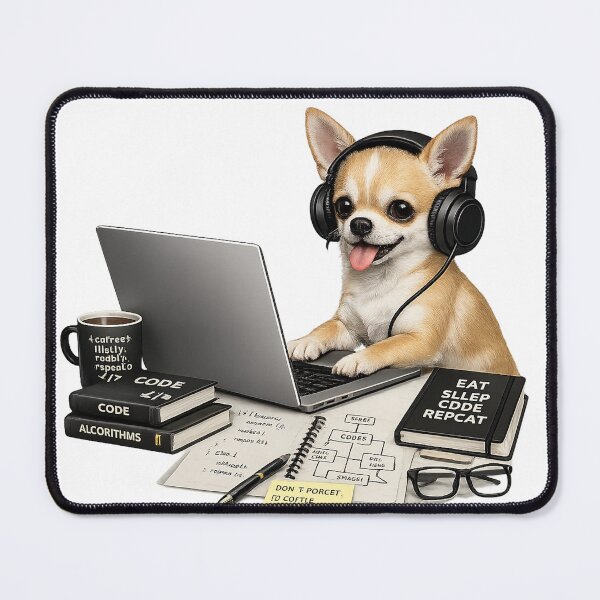 Item preview, Funny Short Hair Chihuahua Coding – Realistic Programmer Dog designed and sold by YamiSociety.