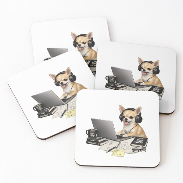 Item preview, Funny Short Hair Chihuahua Coding – Realistic Programmer Dog designed and sold by YamiSociety.