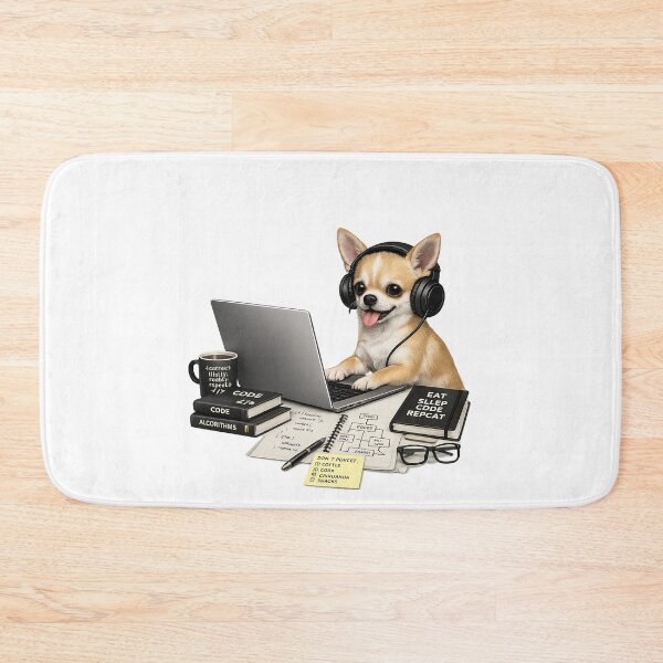 Item preview, Funny Short Hair Chihuahua Coding – Realistic Programmer Dog designed and sold by YamiSociety.