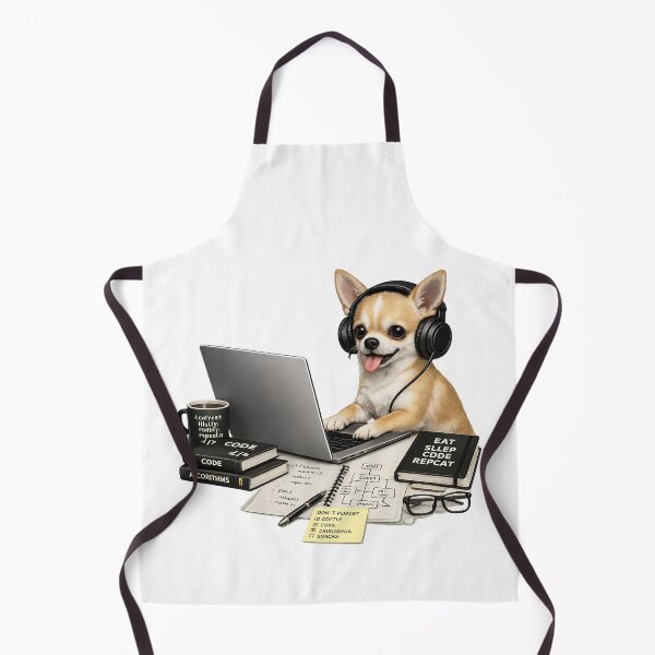 Item preview, Funny Short Hair Chihuahua Coding – Realistic Programmer Dog designed and sold by YamiSociety.