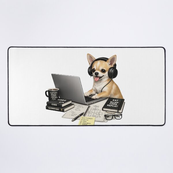 Item preview, Funny Short Hair Chihuahua Coding – Realistic Programmer Dog designed and sold by YamiSociety.