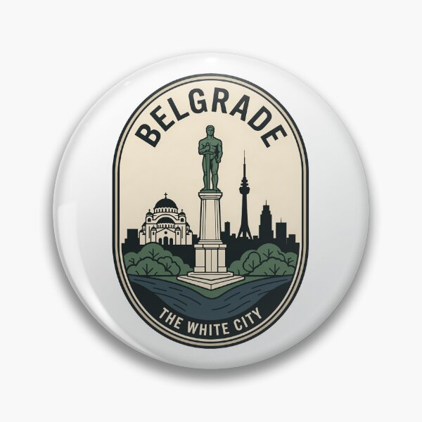 Item preview, Vintage Belgrade Serbia Skyline Travel Badge designed and sold by k3rstman1.