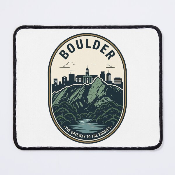 Item preview, Vintage Boulder Colorado Mountain Cityscape Badge designed and sold by k3rstman1.