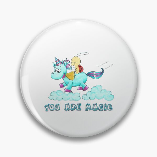 Artikelvorschau, Cute bug Karlchen Riding a Unicorn – Magical Adventure Illustration entworfen und verkauft von KarinKaefer.