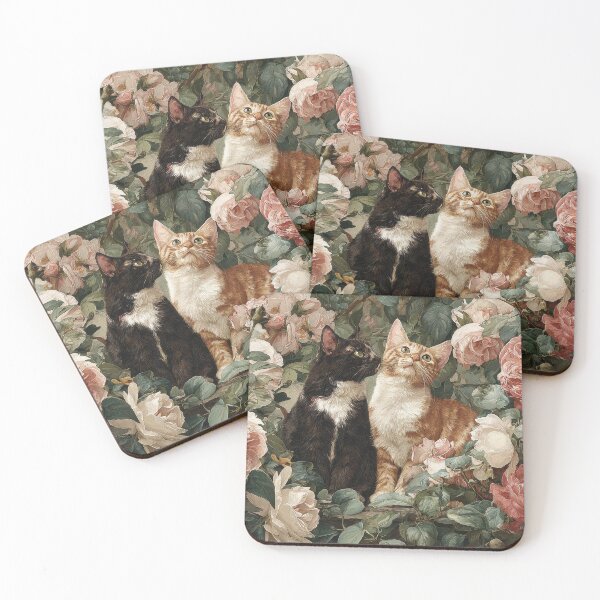 Item preview, Vintage Kitten Jigsaw Puzzle & Wall Art – Cottagecore Botanical Cat for Cat Lovers designed and sold by ArtFairy38.