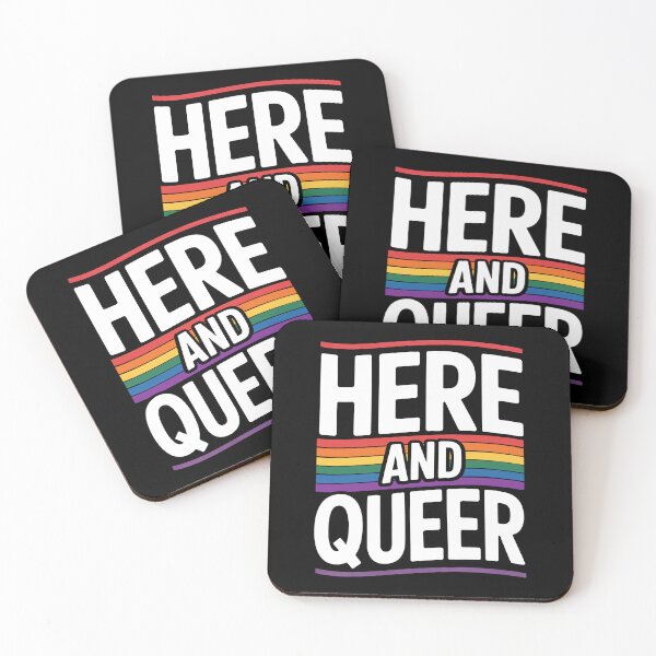 Item preview, Here and Queer Rainbow Gay Pride Quote designed and sold by Say It With Ink.
