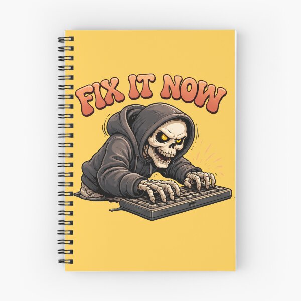 Item preview, Fix It Now Funny Skeleton Programmer T-Shirt | Lazy Coding Meme Graphic Tee designed and sold by Raw Tigers.