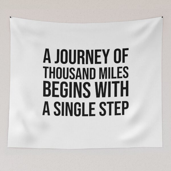 Item preview, A journey of thousand miles begins with a single step motivational quotes designed and sold by Pikkalo.