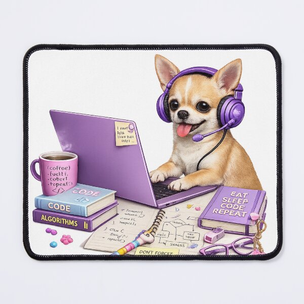 Item preview, Funny Purple Chihuahua Gamer Coder – Realistic Programmer Dog designed and sold by YamiSociety.