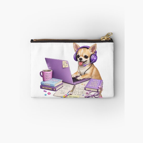 Item preview, Funny Purple Chihuahua Gamer Coder – Realistic Programmer Dog designed and sold by YamiSociety.