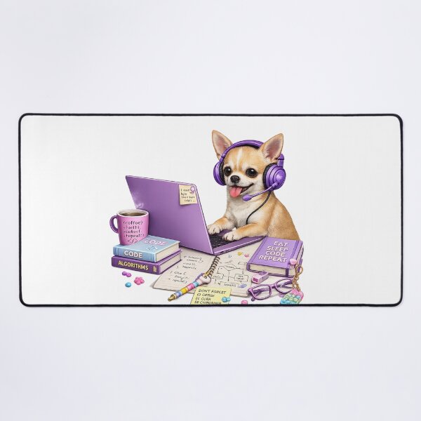 Item preview, Funny Purple Chihuahua Gamer Coder – Realistic Programmer Dog designed and sold by YamiSociety.