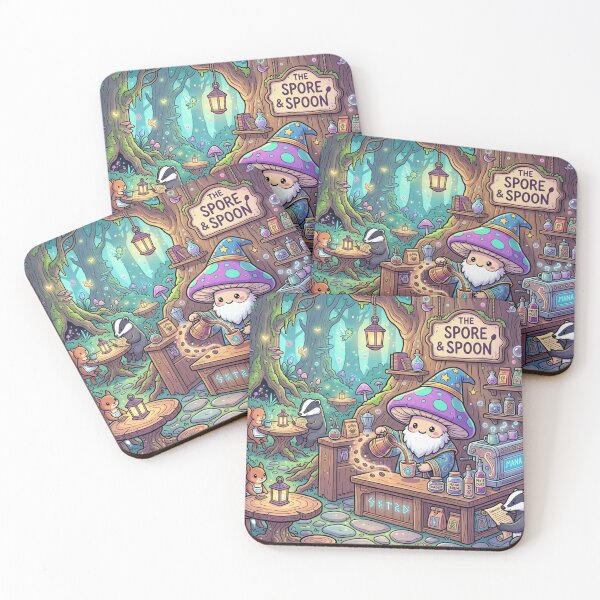 Item preview, Mushroom Wizard Coffee – Whimsical Enchanted Forest Café Fantasy Design designed and sold by SoftAuraStudi0.