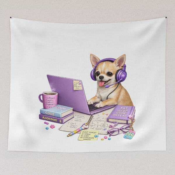 Item preview, Funny Purple Chihuahua Gamer Coder – Realistic Programmer Dog designed and sold by YamiSociety.