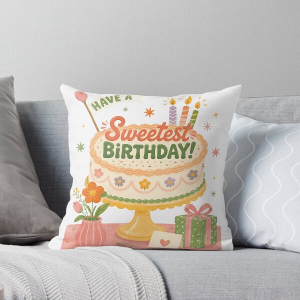 Aperçu de l'œuvre Have A Sweetest Birthday - Cute Floral Celebration Cake Art créée et vendue par PeplumiArt.