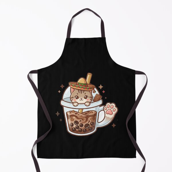 Artikelvorschau, Kawaii-Mexikanische Katze in Schokoladen-Boba-Tee – Niedliche Chibi-Sombrero-Katze Oreo Bubble Tea Kunst entworfen und verkauft von Trendora90.