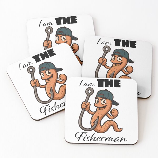 Item preview, Fishing worm and hook "I am the fisherman" vector illustration. designed and sold by Art-Horizon.