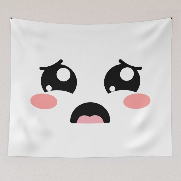 Item preview, Cute kawaii blushing sad eyebrows face designed and sold by BlushyPrint.