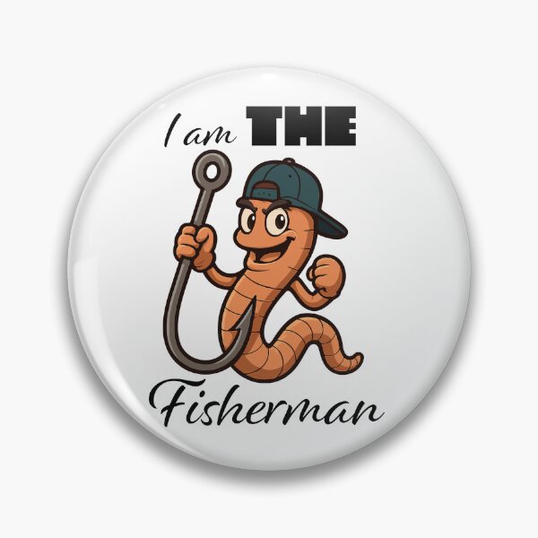 Item preview, Fishing worm and hook "I am the fisherman" vector illustration. designed and sold by Art-Horizon.