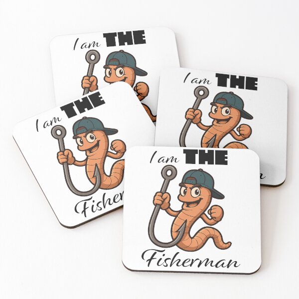 Item preview, Fishing worm and hook "I am the fisherman" vector illustration. designed and sold by Art-Horizon.