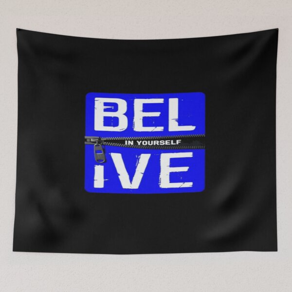 Item preview, Believe In Yourself Motivation • Creative Zipper Typography • Inspiring Blue Positive Quote Art designed and sold by Bright Nest Studio.