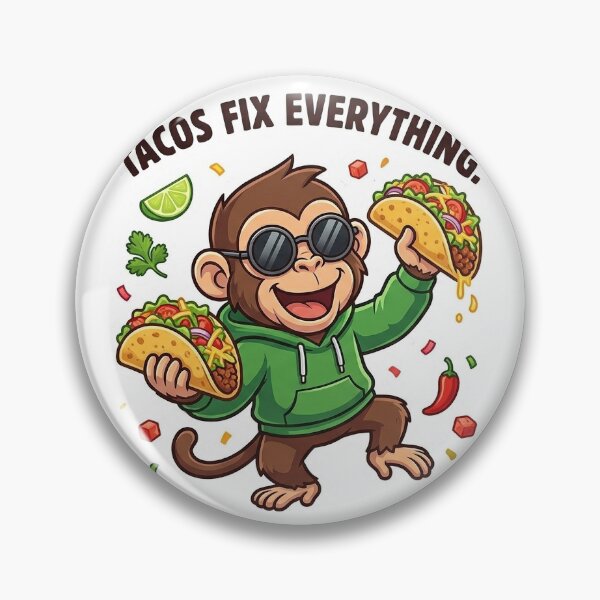 Item preview, Tacos Fix Everything Monkey Sticker | Cute Foodie Meme Cartoon designed and sold by Newkidshub.