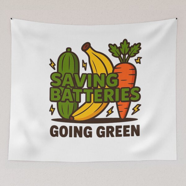 Item preview, Saving Batteries Going Green Funny Vegetable Adult Humor T‑Shirt designed and sold by MerchlyMike.