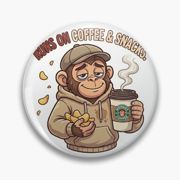 Item preview, Runs On Coffee And Snacks Monkey Sticker | Funny Foodie Meme designed and sold by Newkidshub.