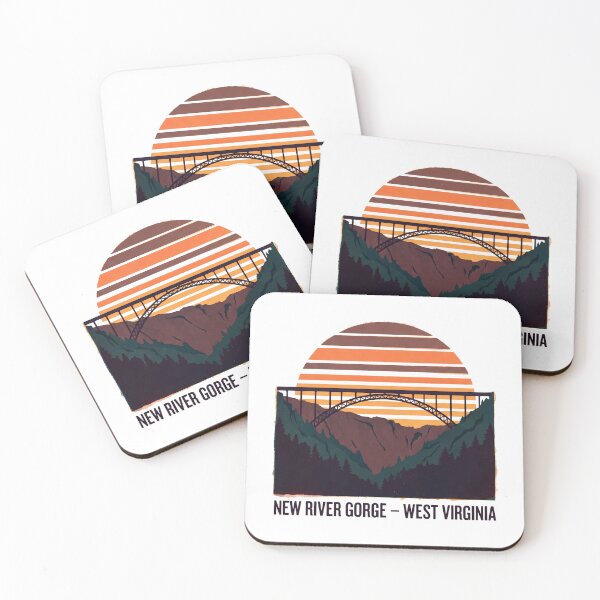 Item preview, New River Gorge West Virginia Vintage Retro Sunset Art designed and sold by LoliDesignShop.