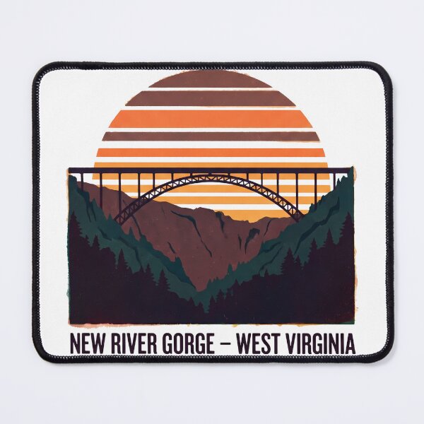 Item preview, New River Gorge West Virginia Vintage Retro Sunset Art designed and sold by LoliDesignShop.